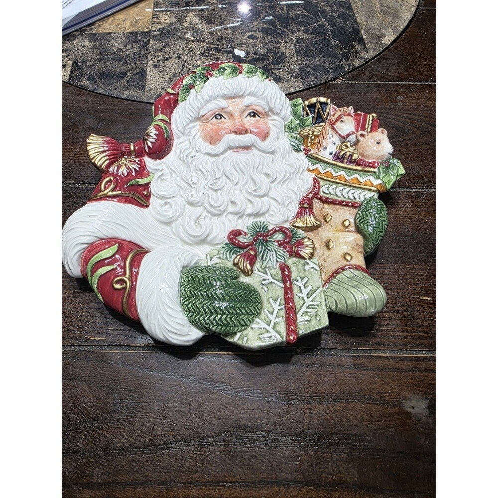 Fitz & Floyd WINTER HOLIDAY SANTA 3D Tidbit Plate Christmas Appetizer Dish